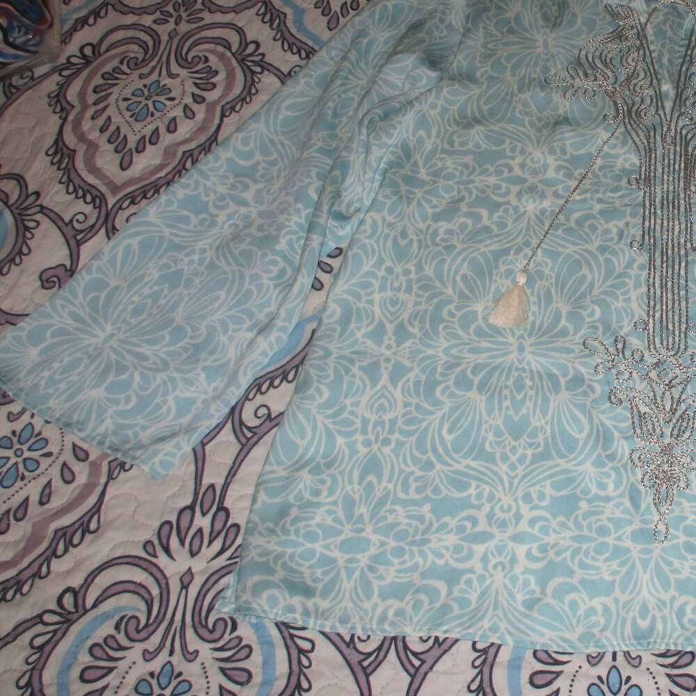 Chicos Split Neck Pullover Tunic Mirrored Scroll … - image 7